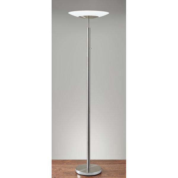 Orren Ellis Millican 72'' Brushed Steel Torchiere Floor Lamp & Reviews